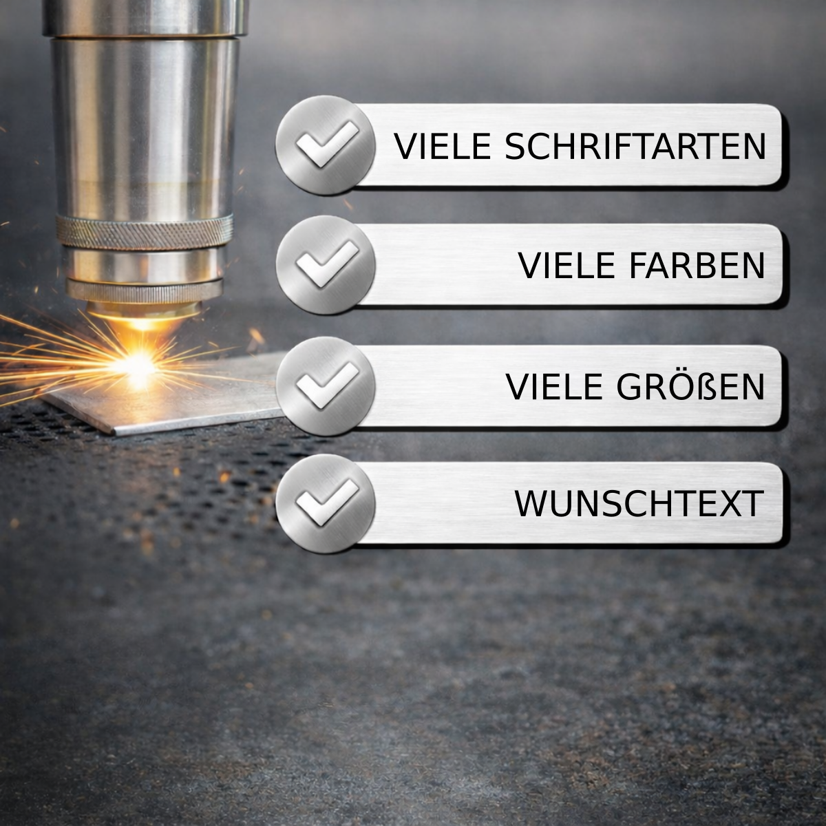 Kunststoffschild Selbstklebend 0,8mm mit Gravur | GESCHWUNGEN