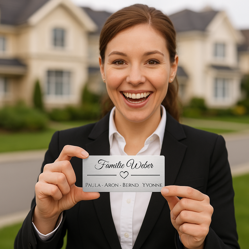 Türschild aus Edelstahl mit Herz