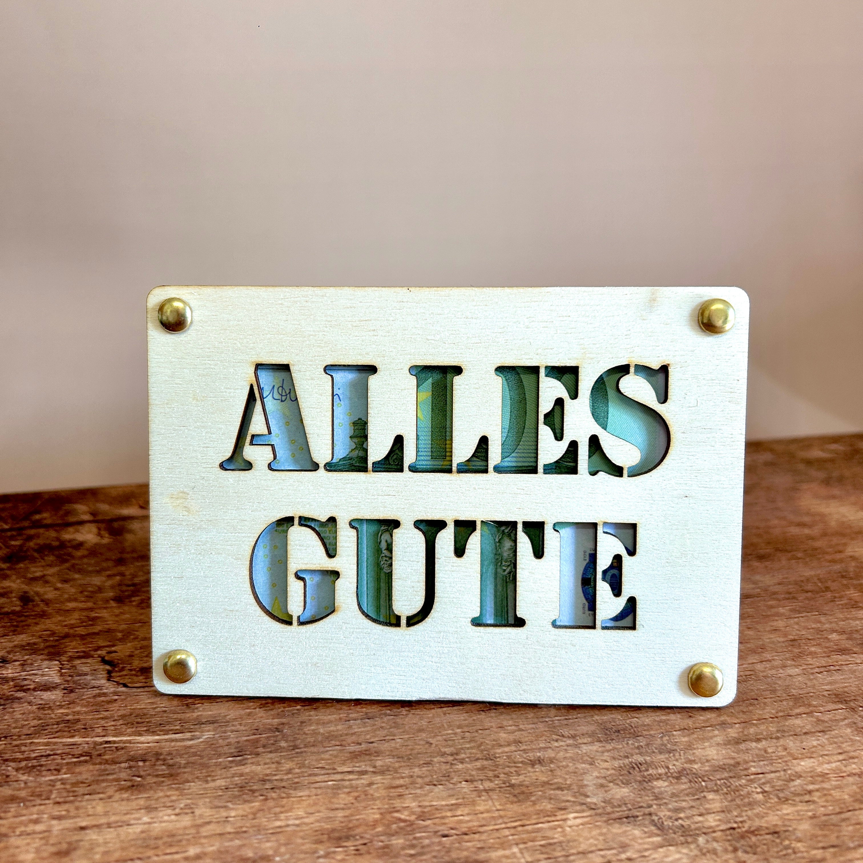 Geldgeschenk Holz | ALLES GUTE