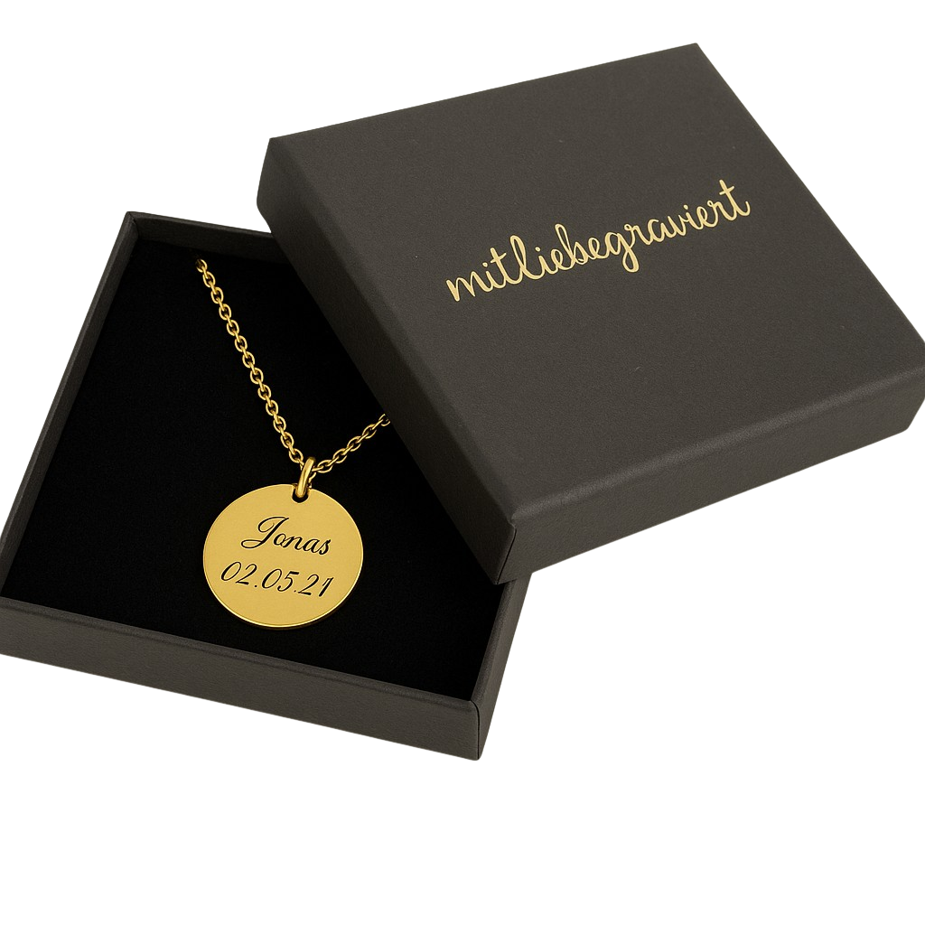 Personalisierte Edelstahl-Halskette mit Gravur – Silber oder Gold | 15mm