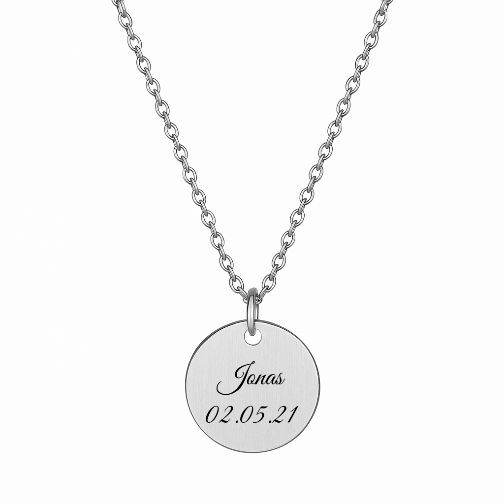 Personalisierte Edelstahl-Halskette mit Gravur – Silber oder Gold | 15mm