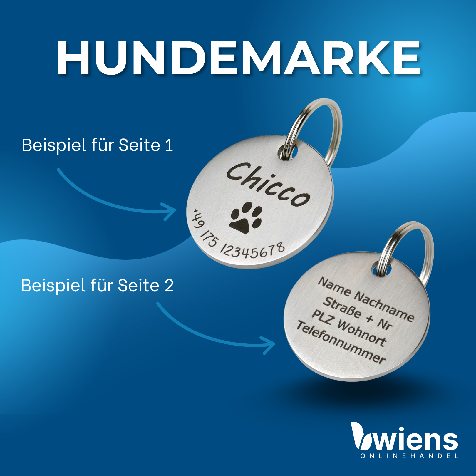 Hundemarke mit Gravur 23mm / 30mm - Wiens3d