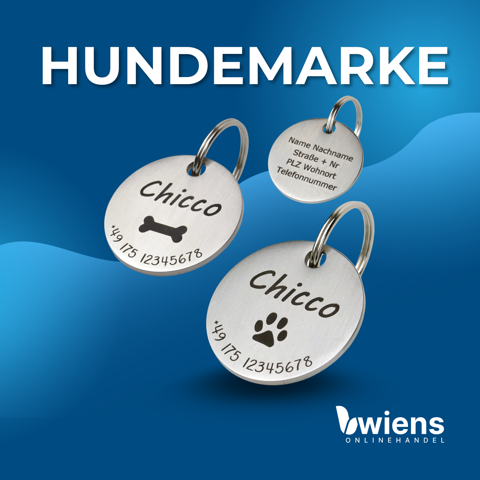 Hundemarke mit Gravur 23mm / 30mm - Wiens3d