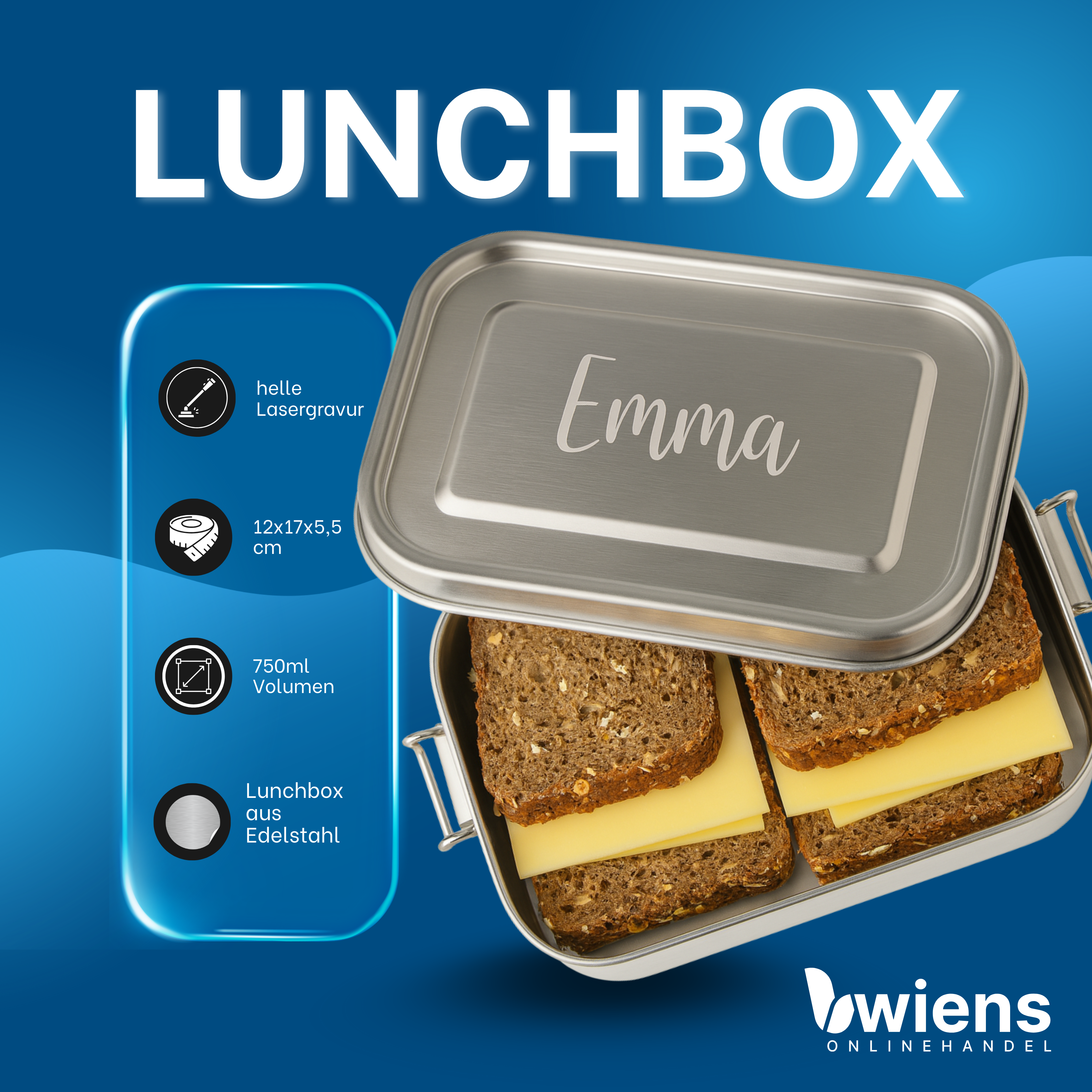 Edelstahl-Lunchbox mit Gravur – 750 ml | Personalisiert