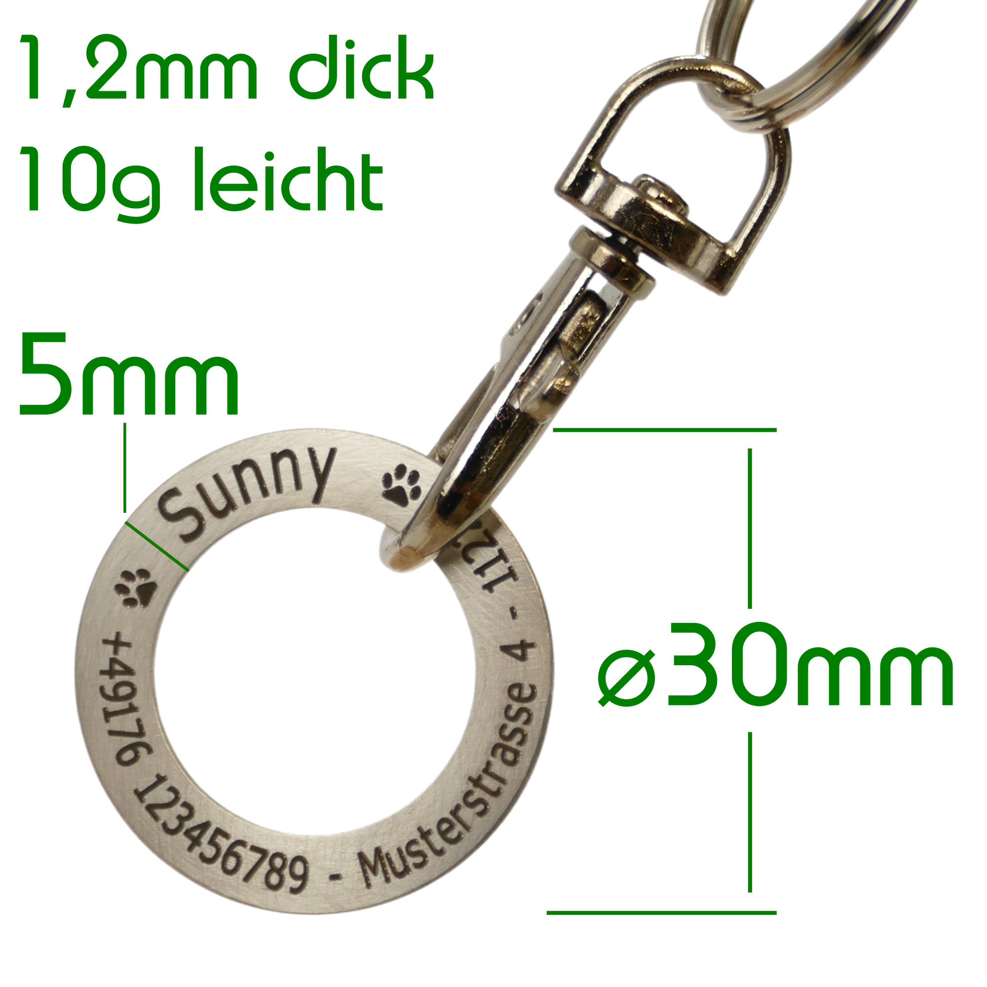 Hundemarke mit Gravur | Donut 30mm - Wiens3d
