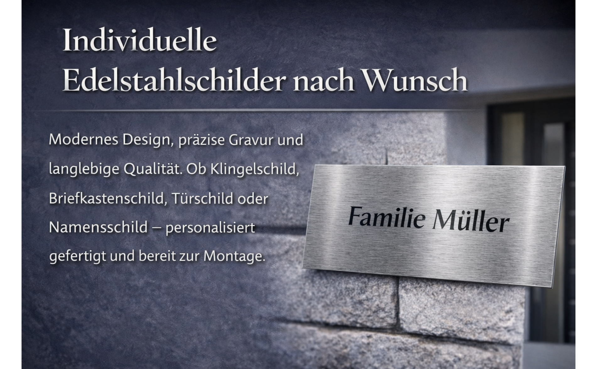 Briefkastenschild aus Edelstahl mit Herz - Wiens3d