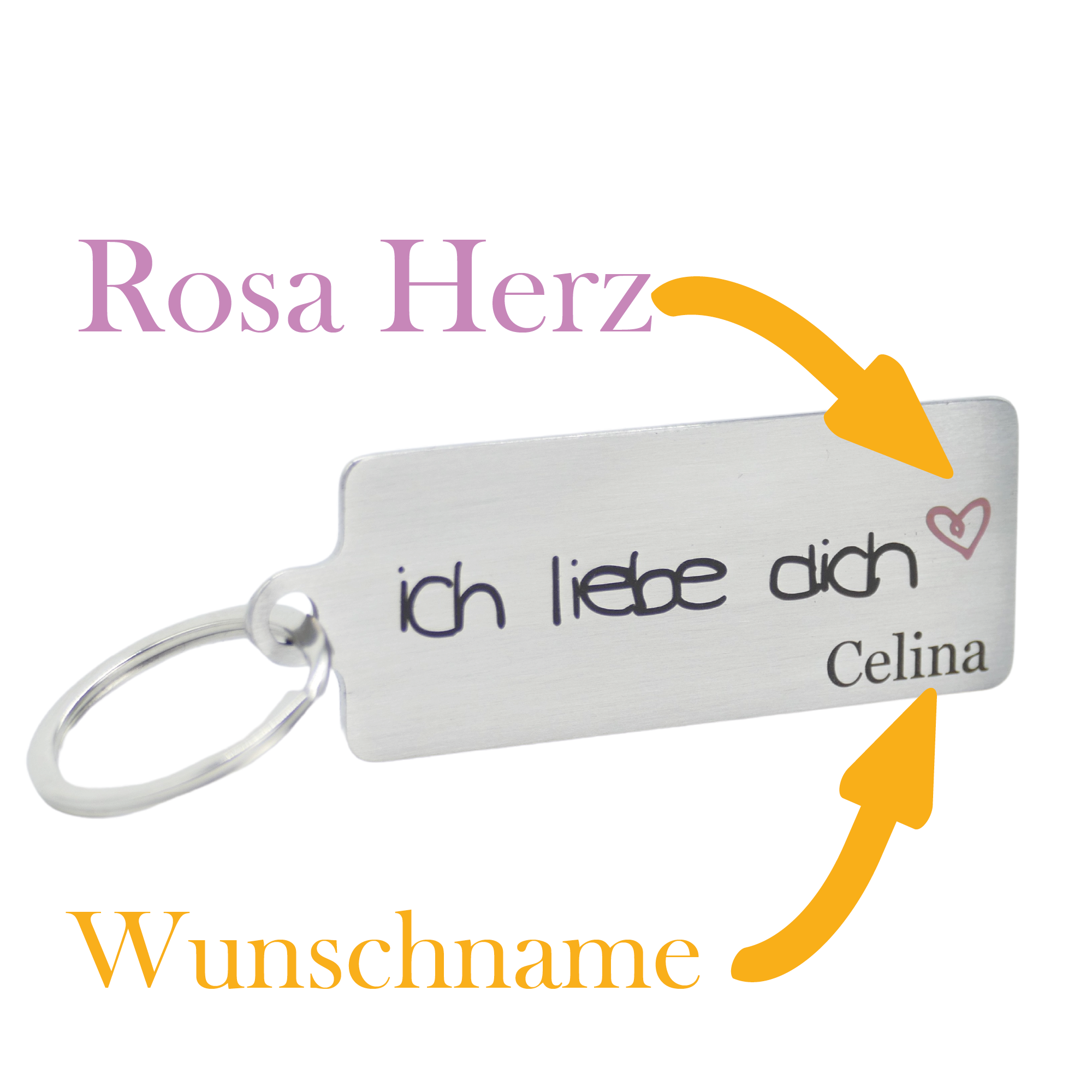 Schlüsselanhänger "ich liebe dich" mit Wunschnamen - Wiens3d