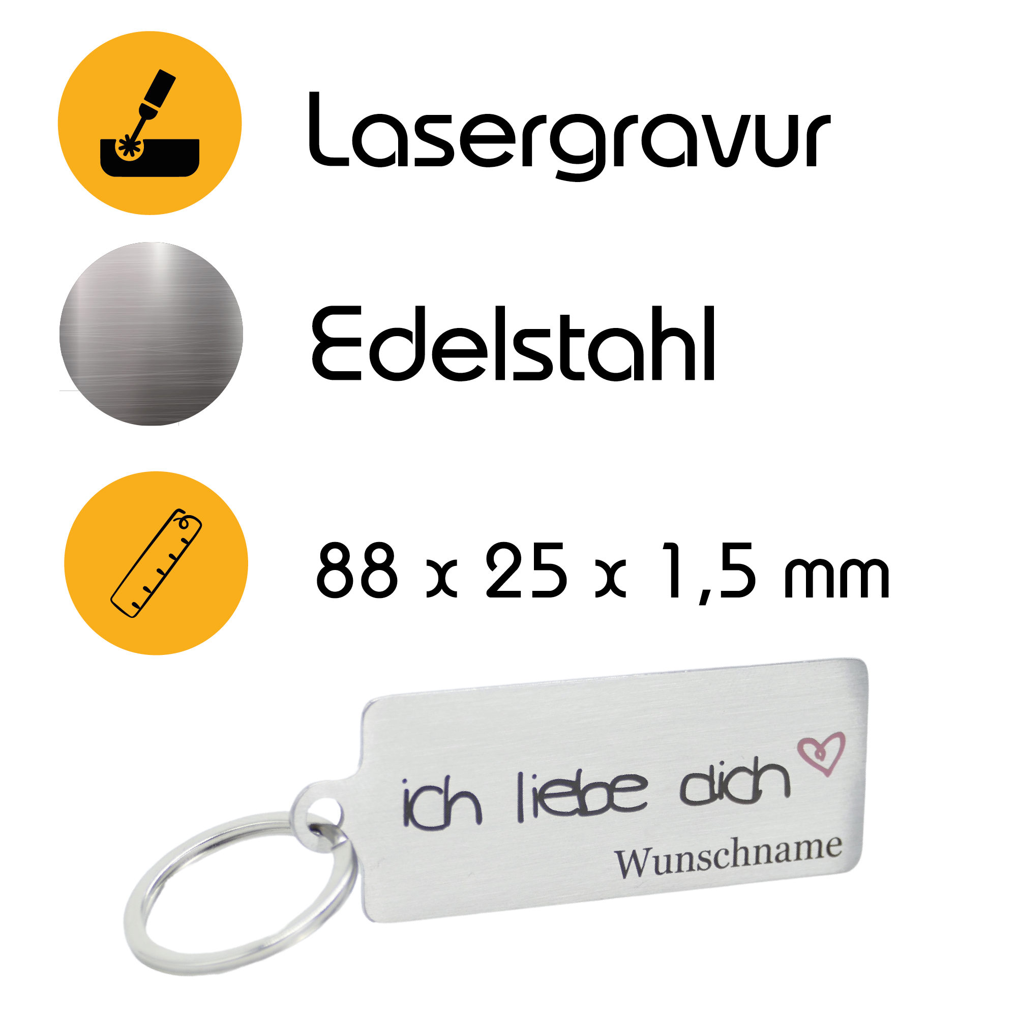 Schlüsselanhänger "ich liebe dich" mit Wunschnamen - Wiens3d