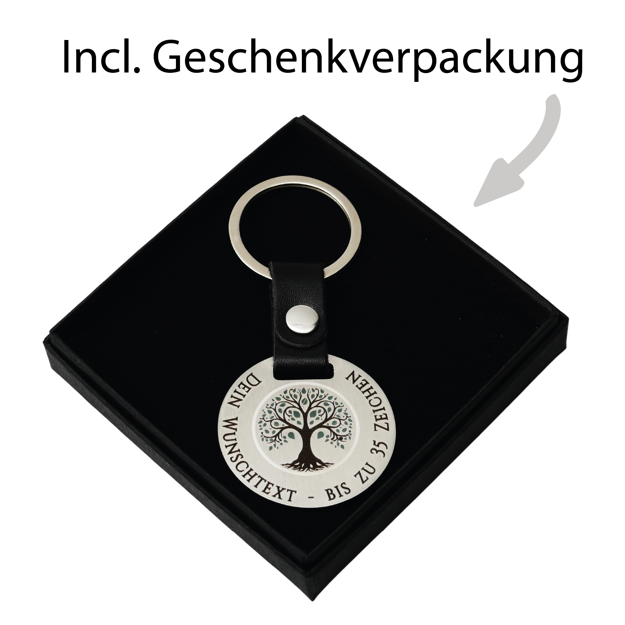 Schlüsselanhänger Lebensbaum mit Wunschtext - Wiens3d