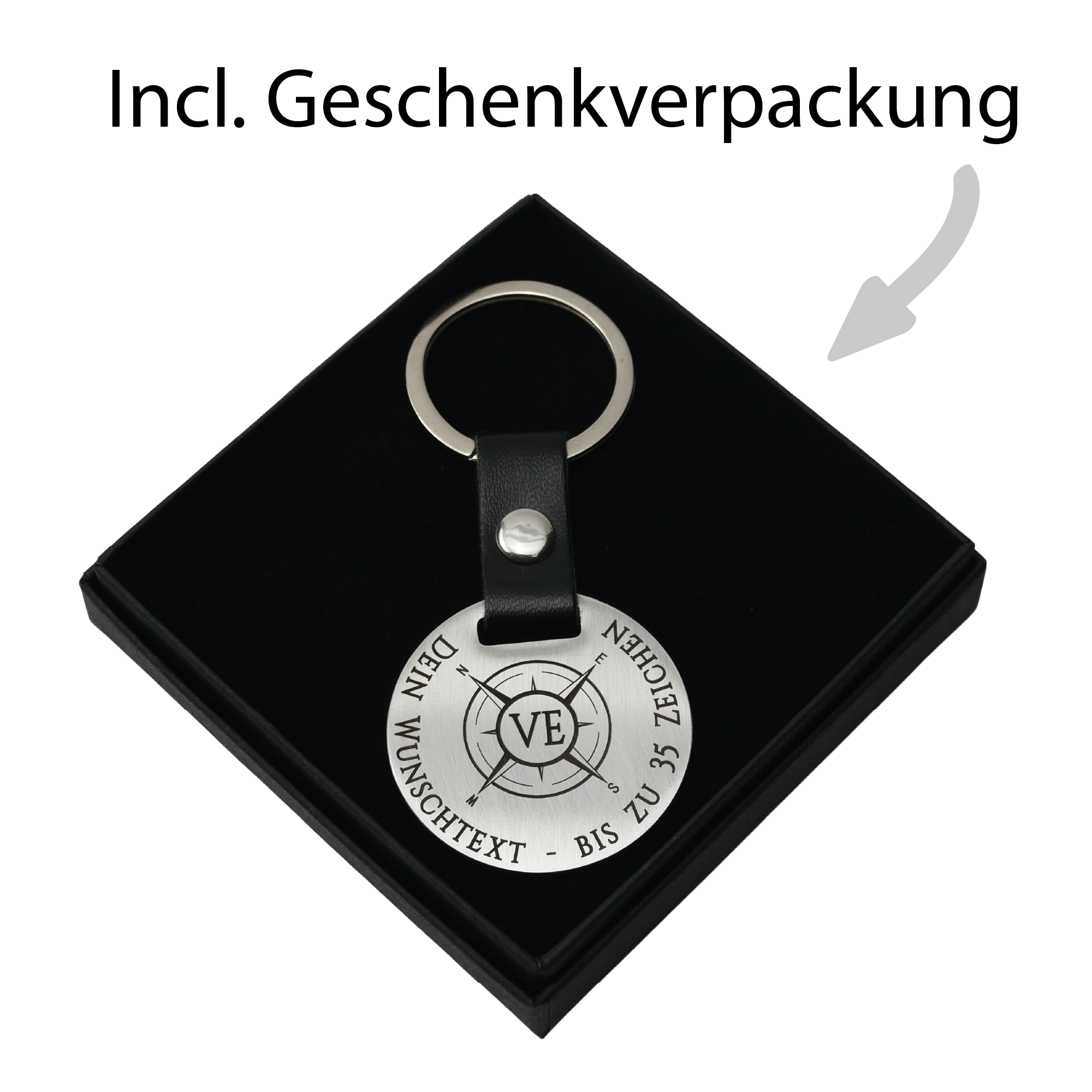 Schlüsselanhänger Windrose | Initialen + Wunschtext - Wiens3d