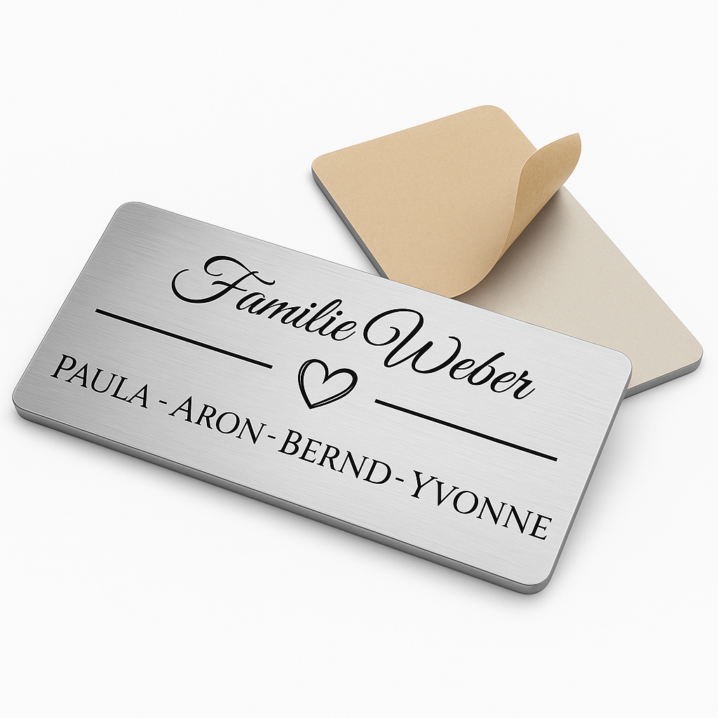 Türschild aus Edelstahl mit Herz