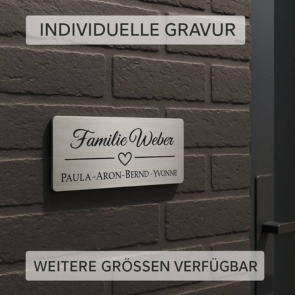 Türschild aus Edelstahl mit Herz