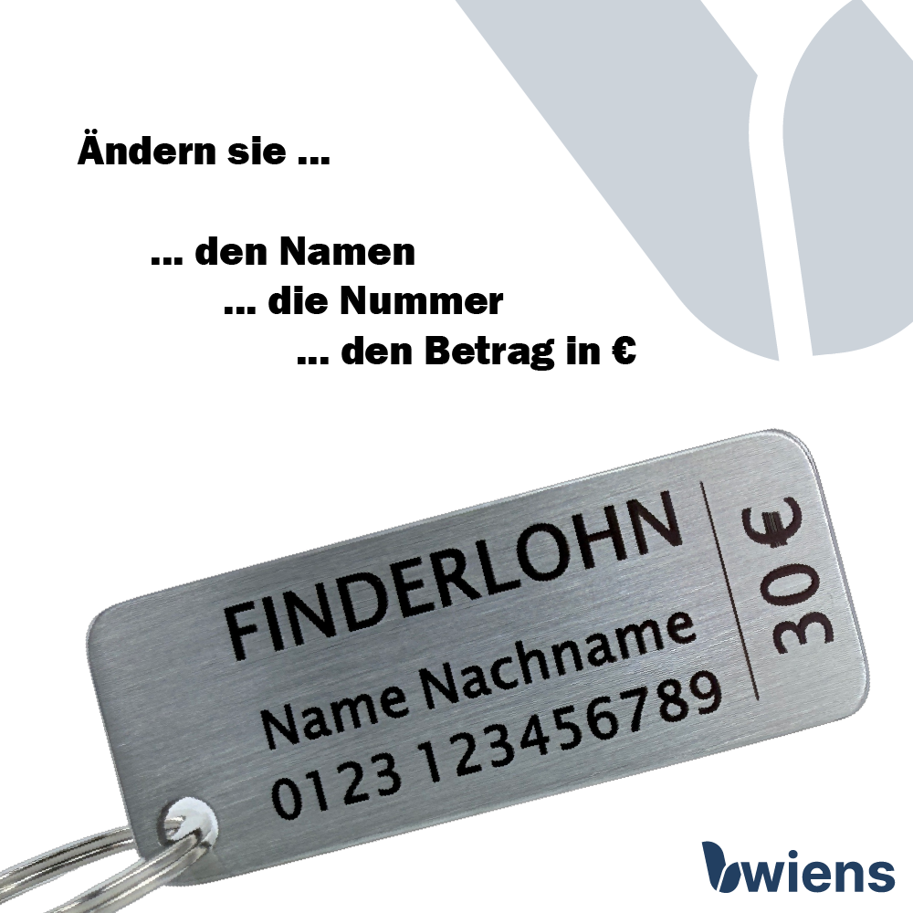 Schlüsselanhänger Finderlohn Personalisierbar
