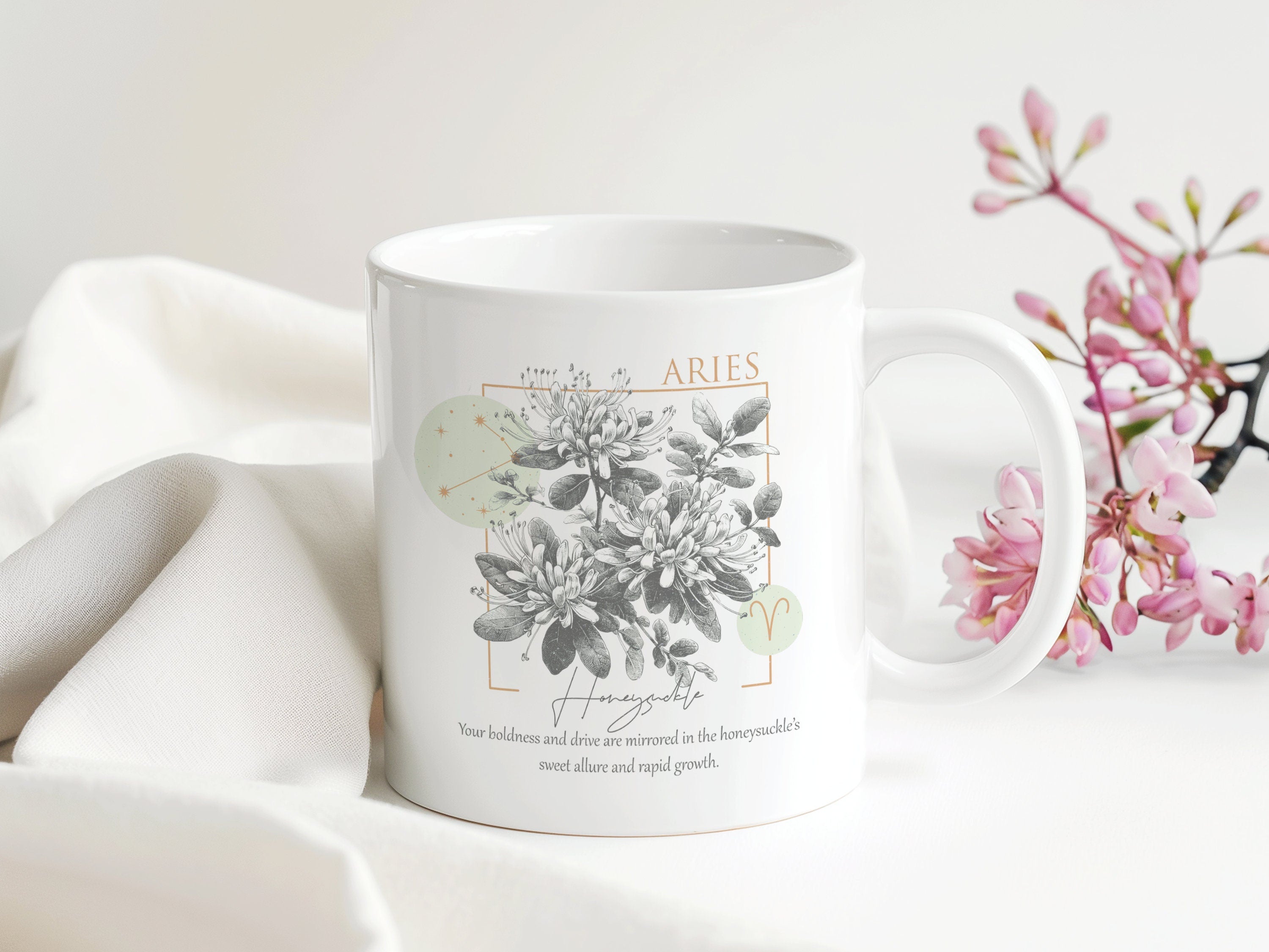 Sternzeichen Geburtsblume Tasse | Geschenk Geburtstag | 330 ml - 0116-0127
