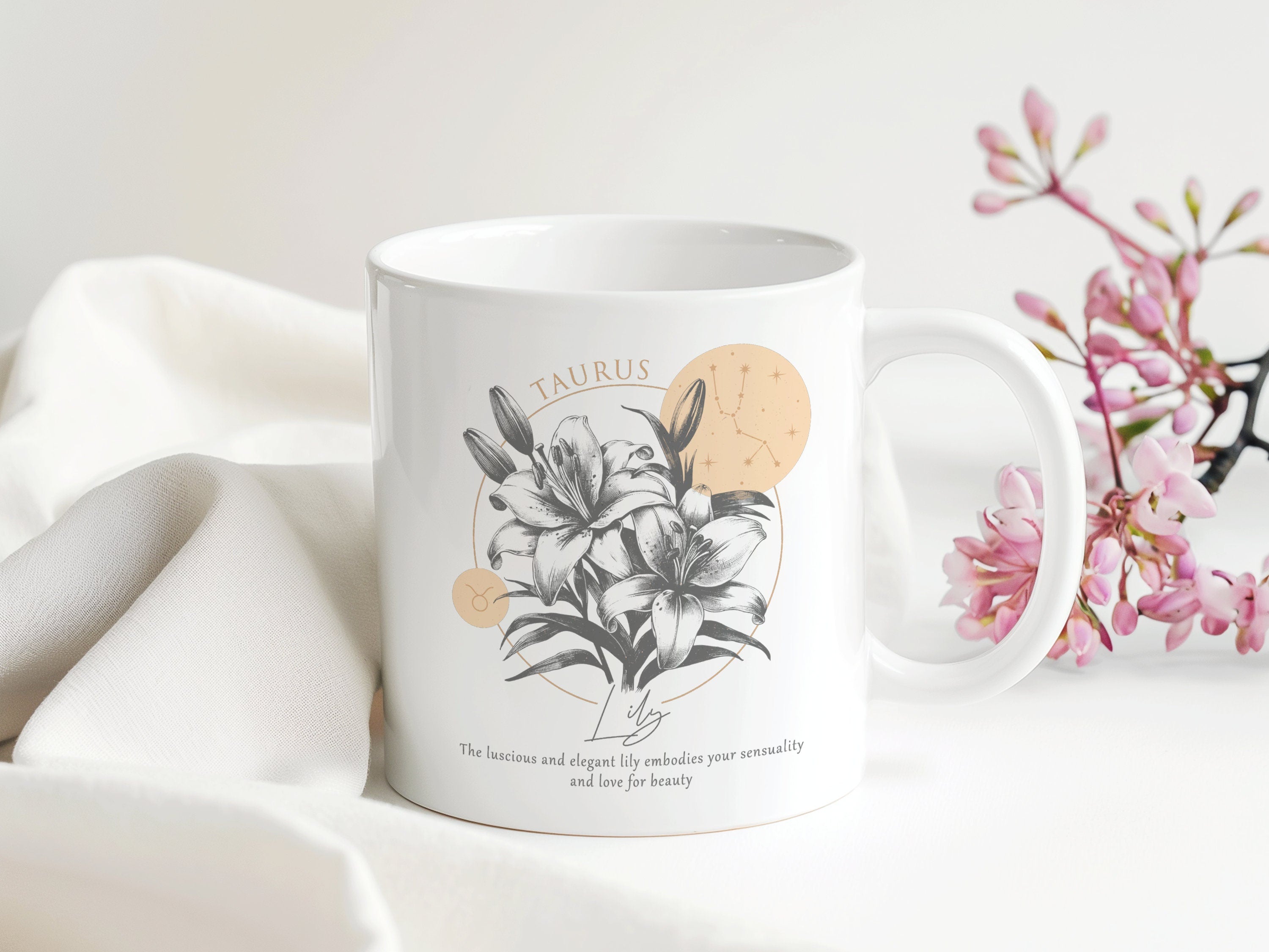 Sternzeichen Geburtsblume Tasse | Geschenk Geburtstag | 330 ml - 0116-0127