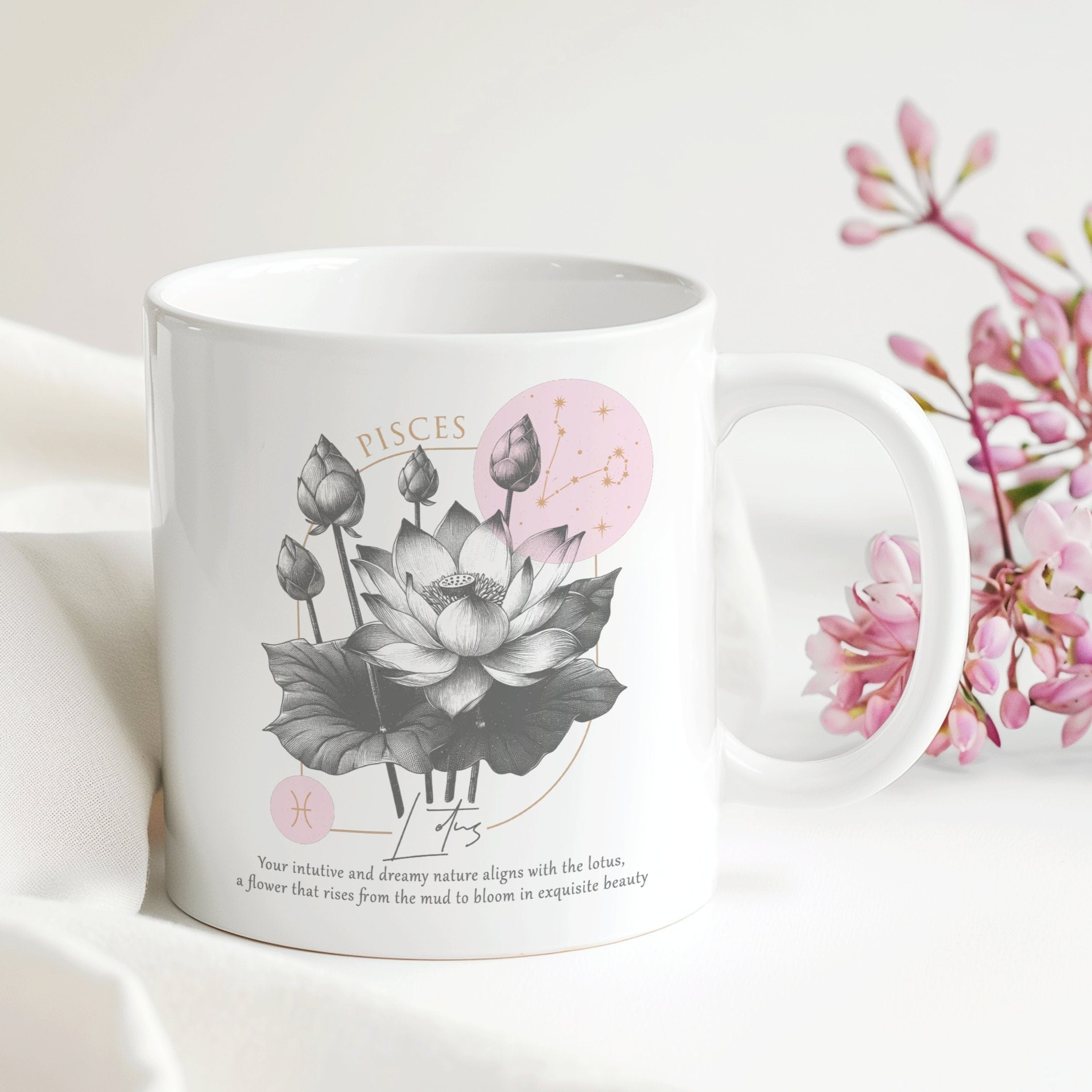 Sternzeichen Geburtsblume Tasse | Geschenk Geburtstag | 330 ml - 0116-0127