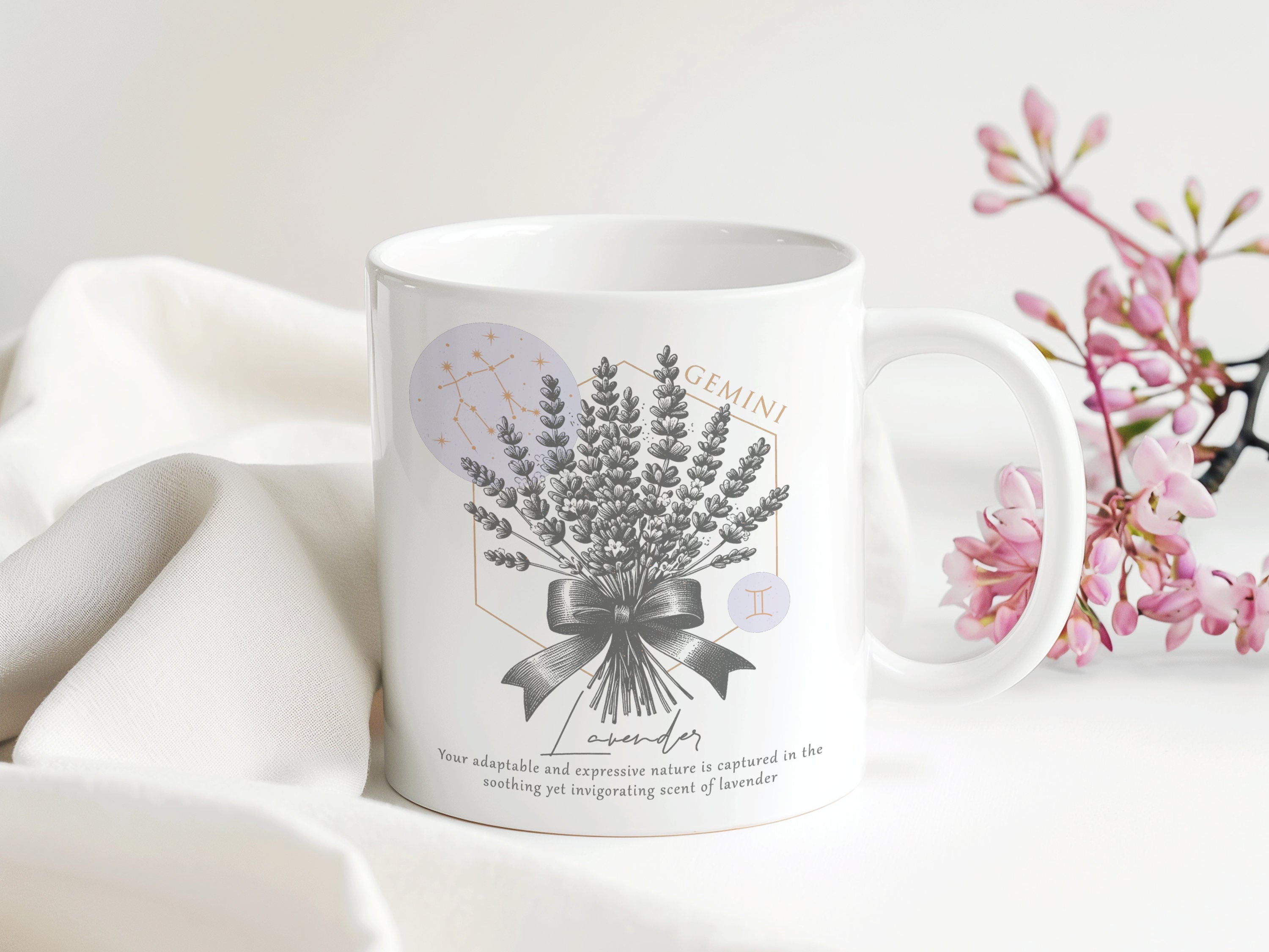 Sternzeichen Geburtsblume Tasse | Geschenk Geburtstag | 330 ml - 0116-0127