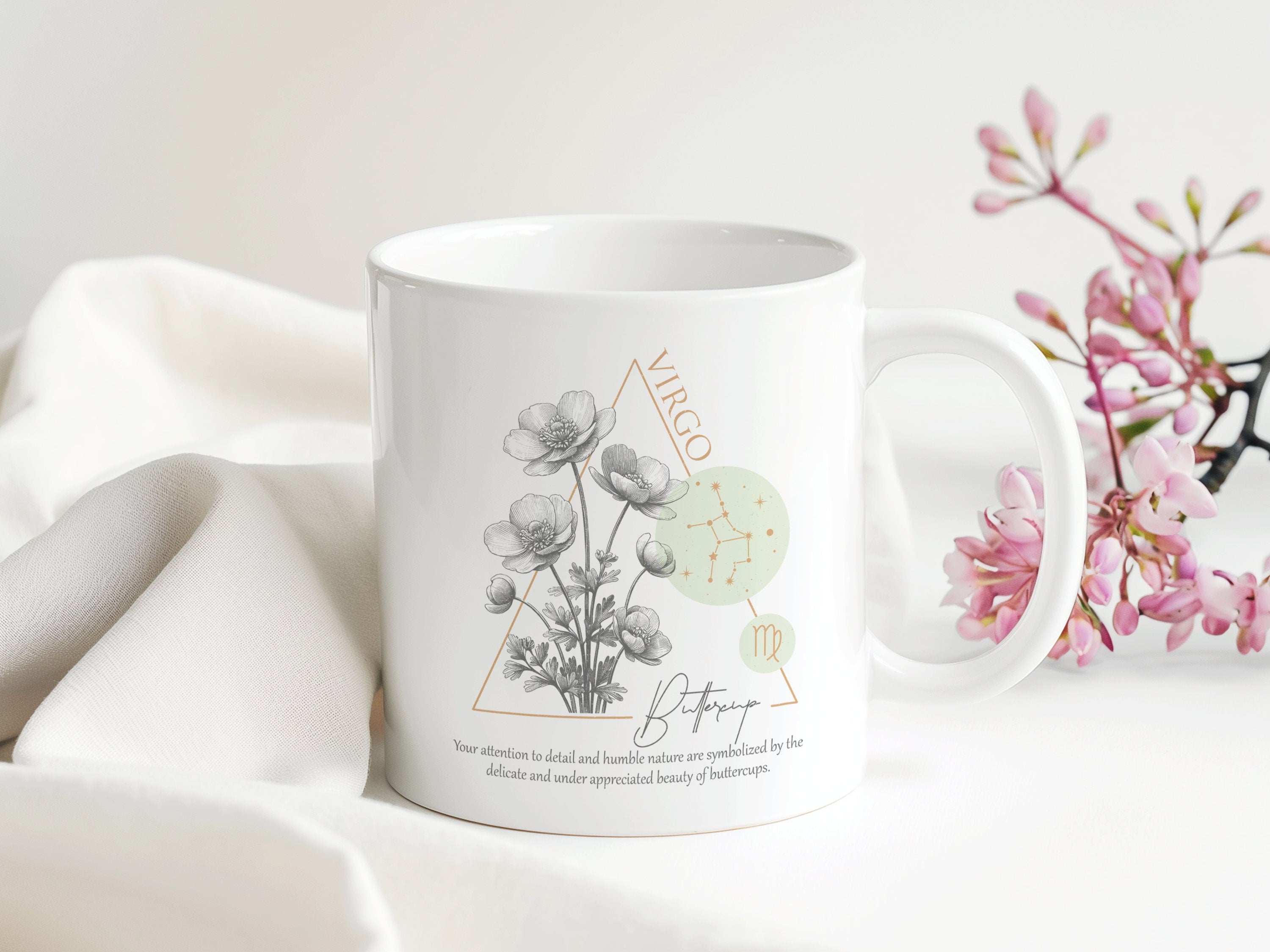 Sternzeichen Geburtsblume Tasse | Geschenk Geburtstag | 330 ml - 0116-0127