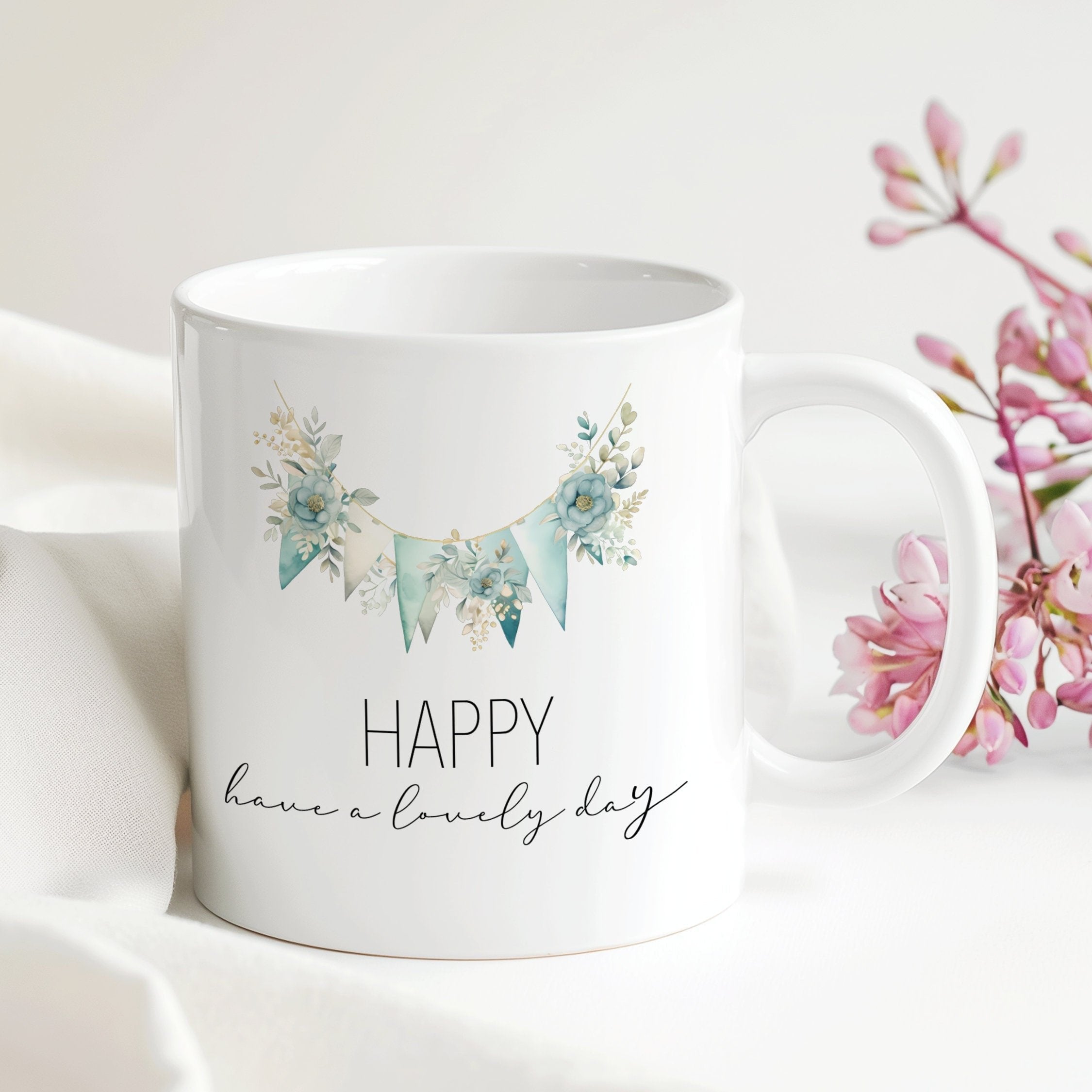 Spruch Tasse Happy | Kaffeetasse | Weihnachten Vatertag Geburtstag Geschenk Arbeit | 330 ml - 0189