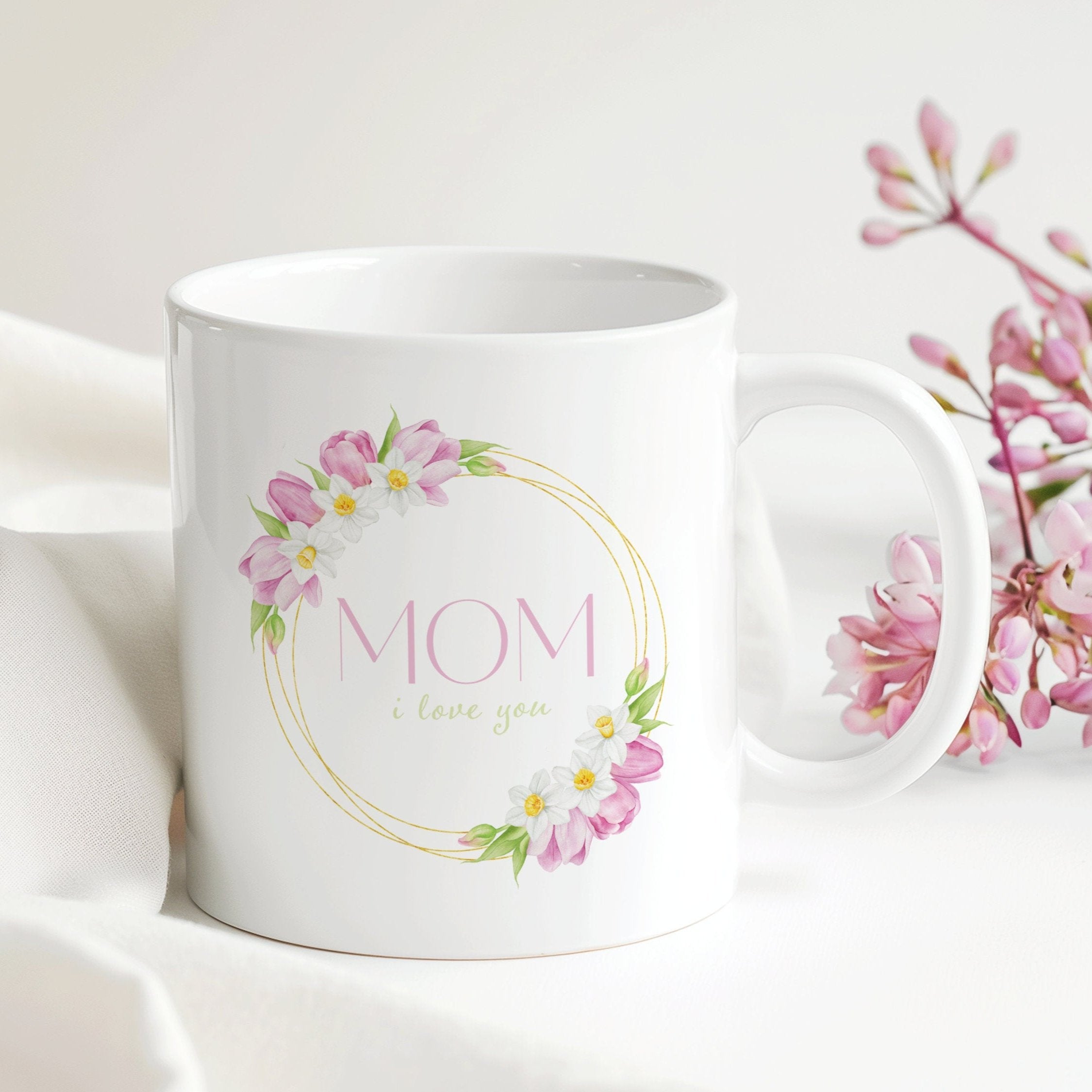 Mom Tasse i love you | Geschenk Muttertag Geburtstag Weihnachten Ostern 330 ml - 0011