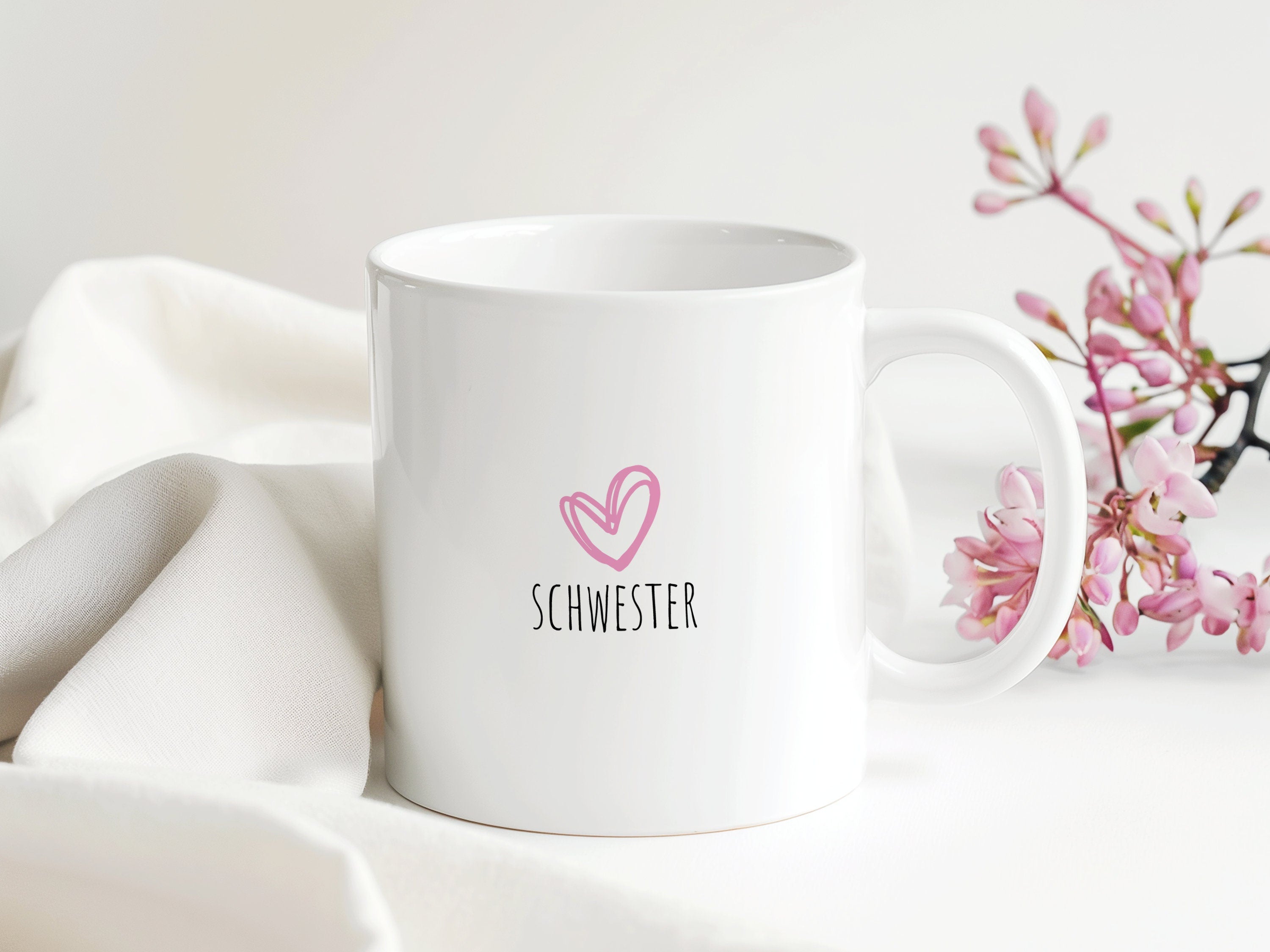 Tasse Oma Opa Mama Papa Schwester Bruder | Herz Rosa | Weihnachten Geschenk Arbeit | 330 ml - 0214,0215,0216,0217,0218,0219