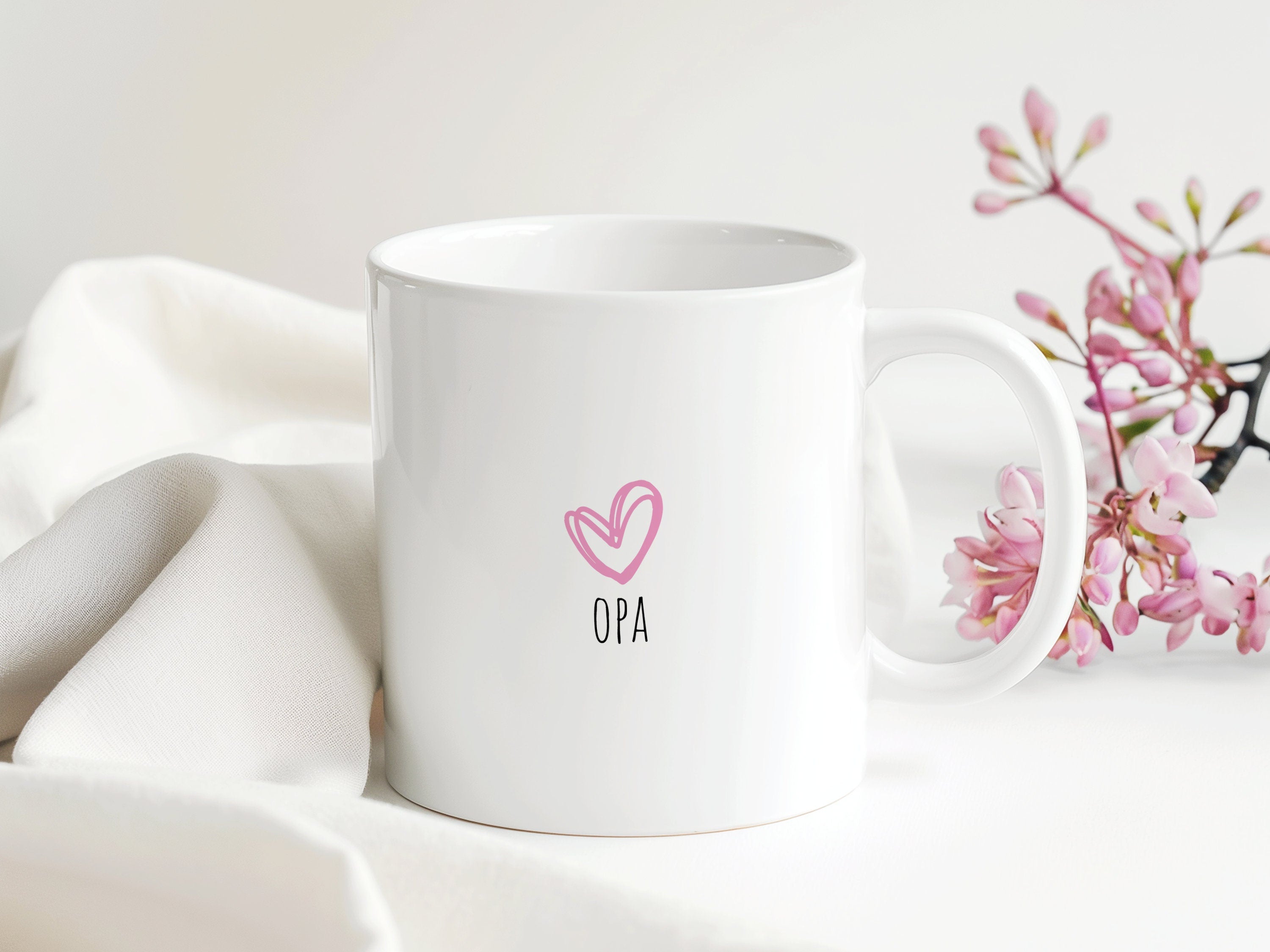 Tasse Oma Opa Mama Papa Schwester Bruder | Herz Rosa | Weihnachten Geschenk Arbeit | 330 ml - 0214,0215,0216,0217,0218,0219