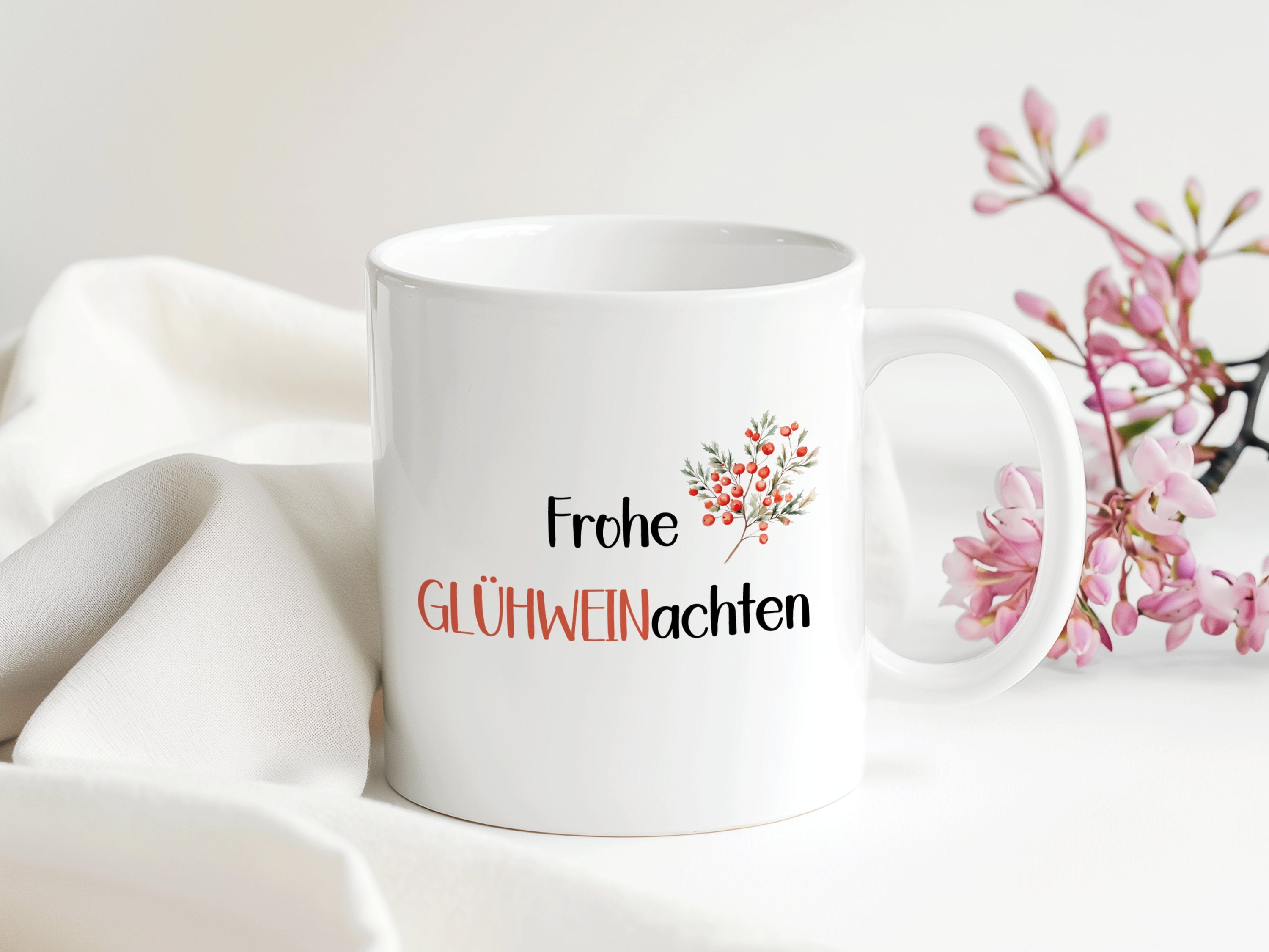 Tasse GLÜHWEINachten | Schneeflocke Christbaumkugel Weihnachten Liebe | Geschenk Weihnachten Arbeitskollegen Familie | 330 ml - 0291