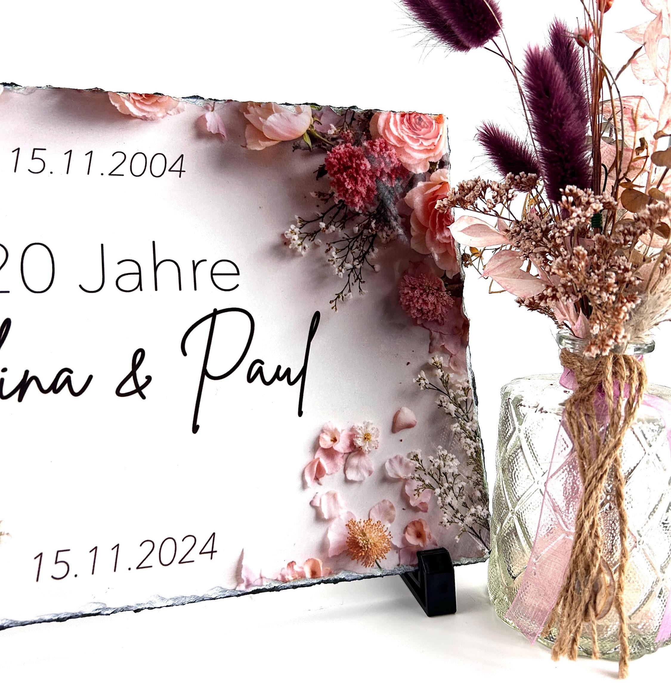 Schieferplatte Individuell Bedruckt | 30cm x 20cm | Hochzeitsgeschenk zum Jahrestag | Jubiläum