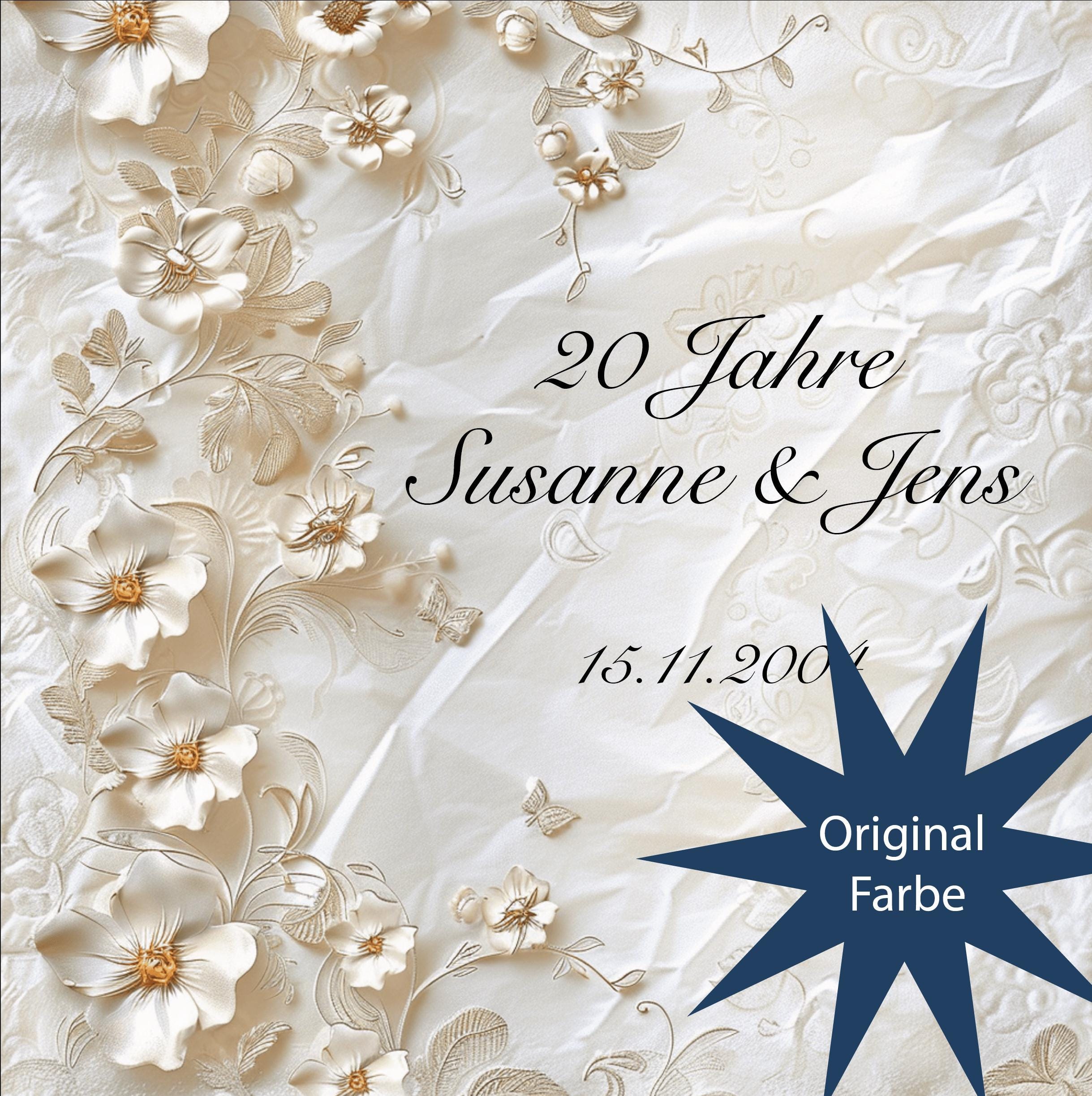 Schieferplatte Individuell Bedruckt | 20cm x 20cm | Hochzeitsgeschenk zum Jahrestag | Jubiläum