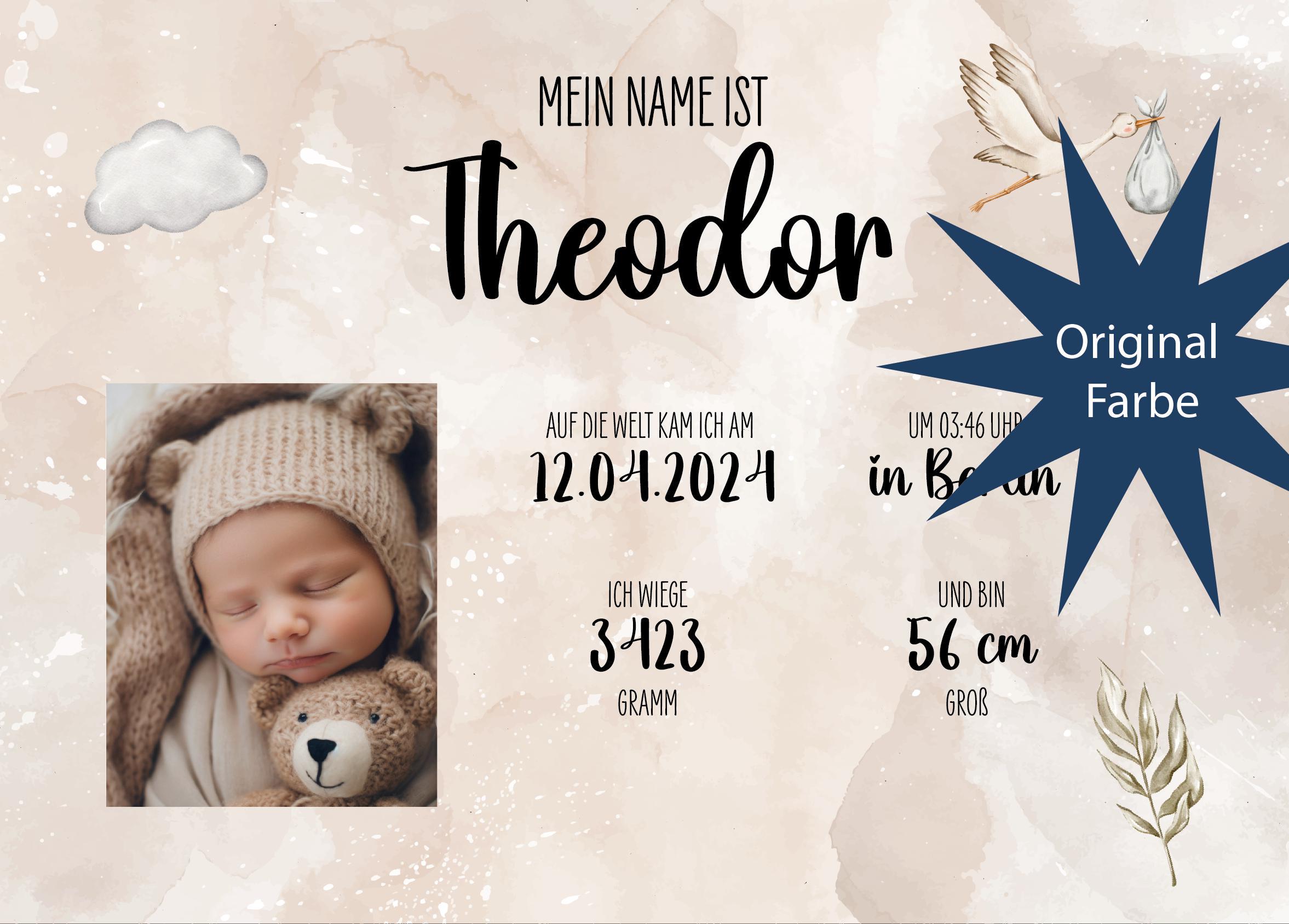 Schieferplatte Individuell Bedruckt | 20cm x 15cm | Geschenk zur Geburt Taufe