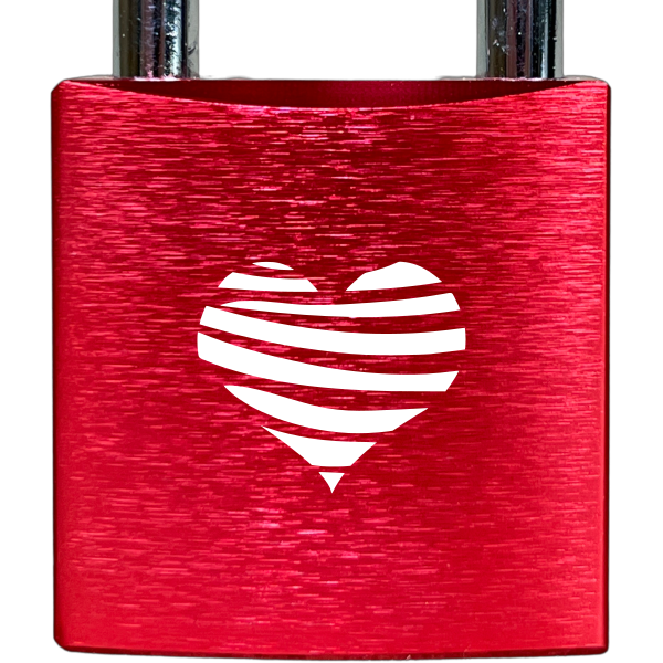 Liebesschloss Rot mit Gravur - Wiens3d