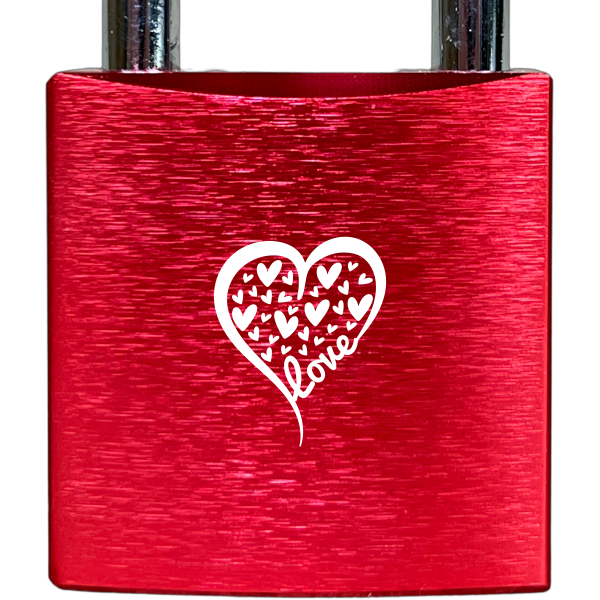 Liebesschloss Rot mit Gravur - Wiens3d