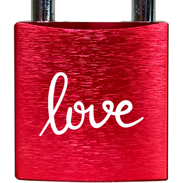 Liebesschloss Rot mit Gravur - Wiens3d