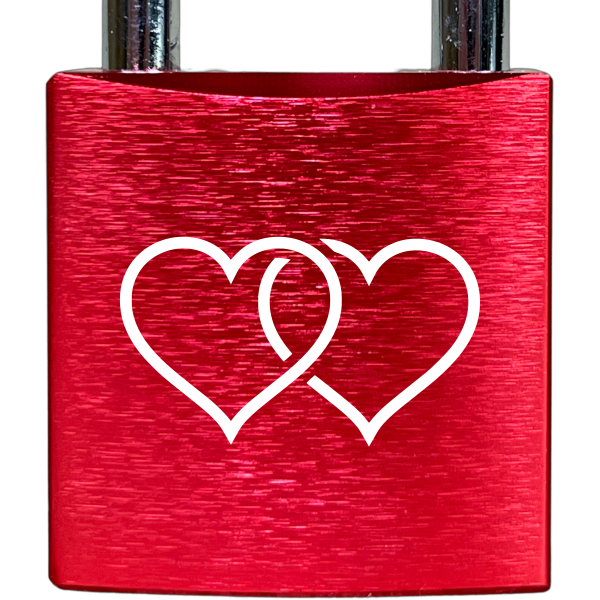 Liebesschloss Rot mit Gravur - Wiens3d