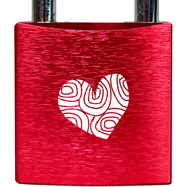 Liebesschloss Rot mit Gravur - Wiens3d