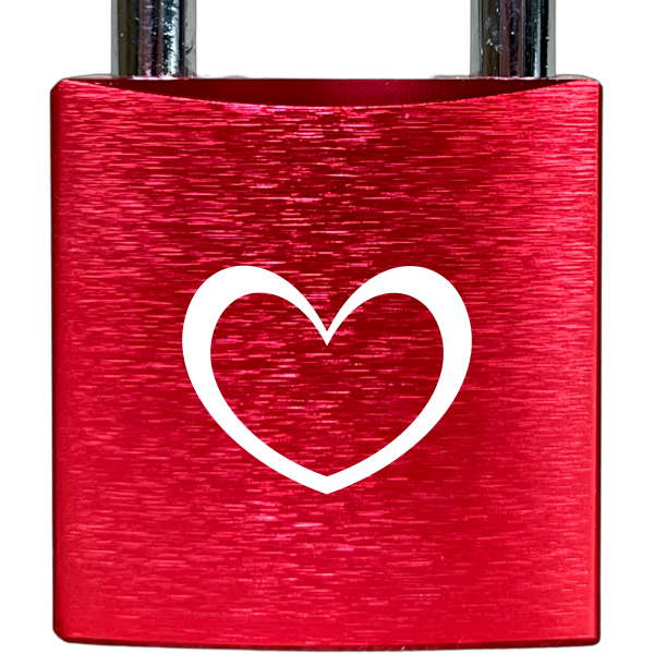 Liebesschloss Rot mit Gravur - Wiens3d