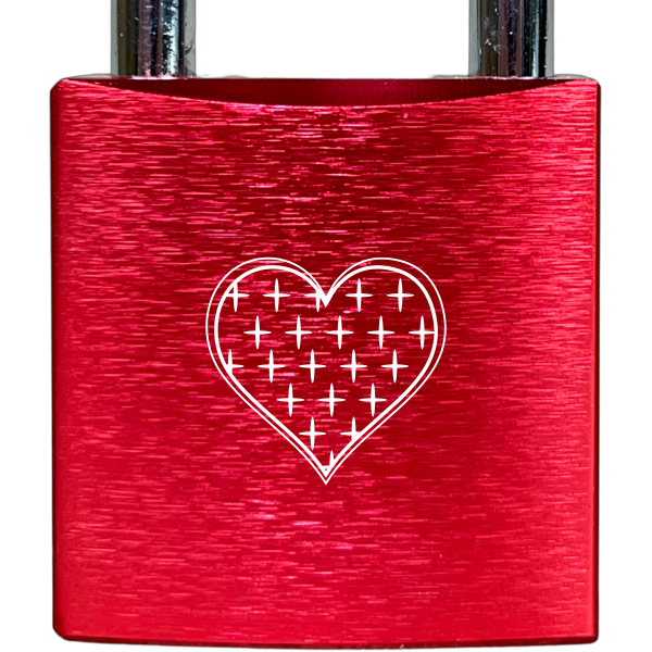 Liebesschloss Rot mit Gravur - Wiens3d