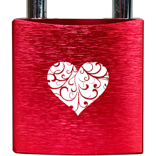 Liebesschloss Rot mit Gravur - Wiens3d