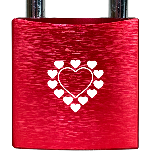 Liebesschloss Rot mit Gravur - Wiens3d
