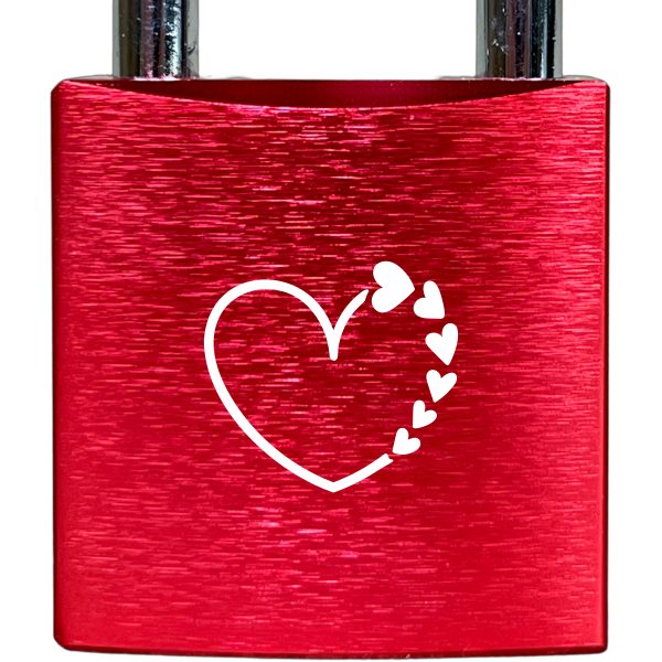 Liebesschloss Rot mit Gravur - Wiens3d