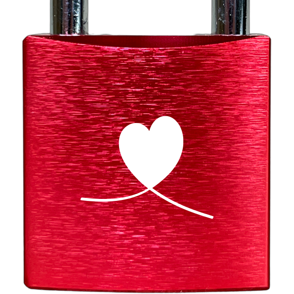 Liebesschloss Rot mit Gravur - Wiens3d
