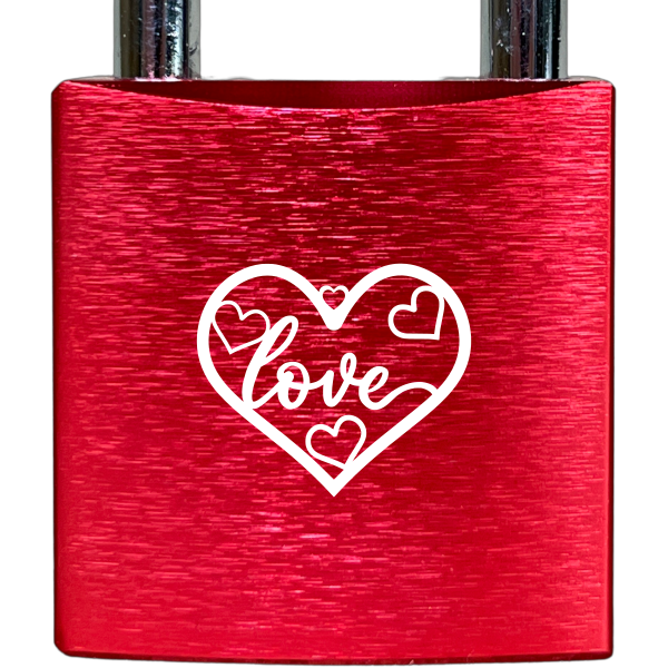 Liebesschloss Rot mit Gravur - Wiens3d