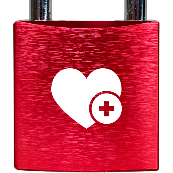 Liebesschloss Rot mit Gravur - Wiens3d