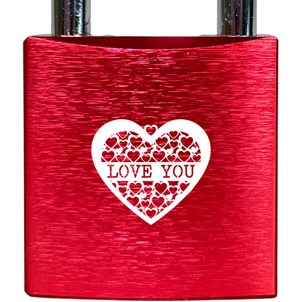 Liebesschloss Rot mit Gravur - Wiens3d