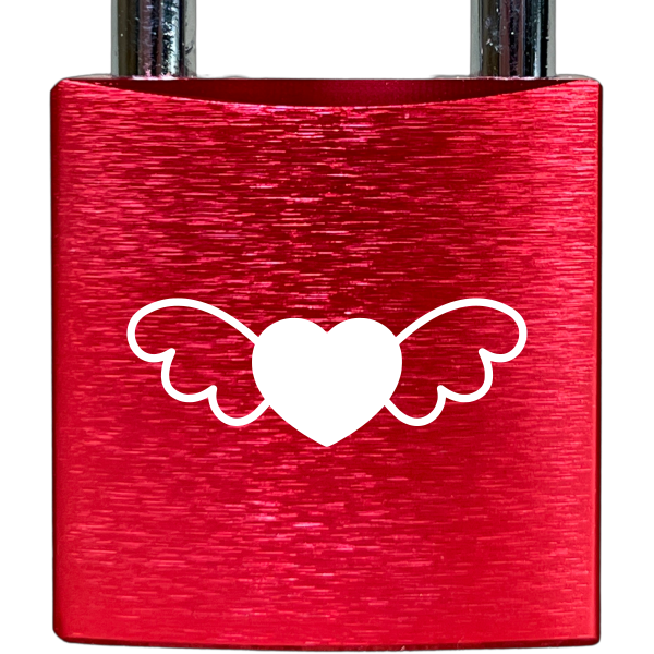 Liebesschloss Rot mit Gravur - Wiens3d