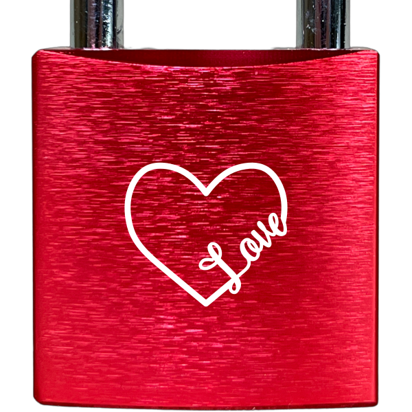 Liebesschloss Rot mit Gravur - Wiens3d