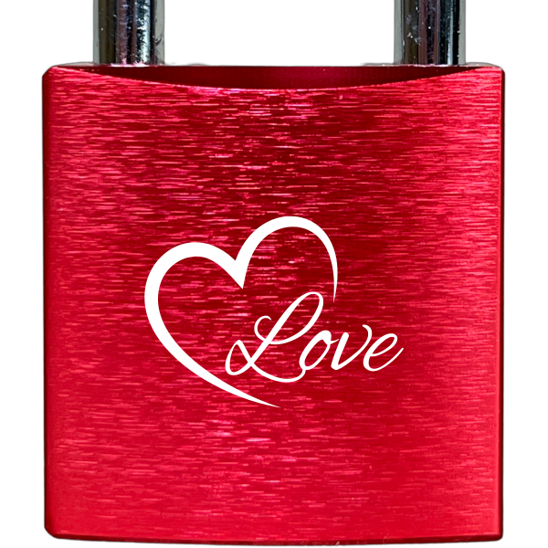 Liebesschloss Rot mit Gravur - Wiens3d