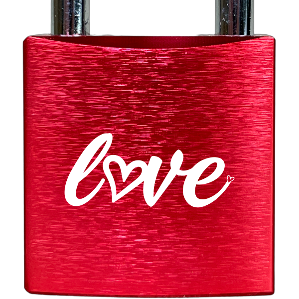 Liebesschloss Rot mit Gravur - Wiens3d