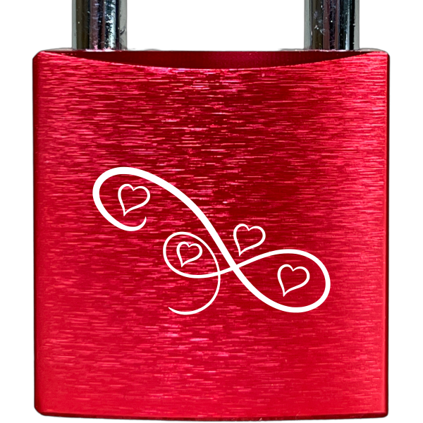 Liebesschloss Rot mit Gravur - Wiens3d