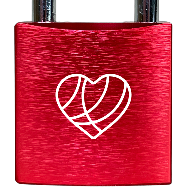 Liebesschloss Rot mit Gravur - Wiens3d